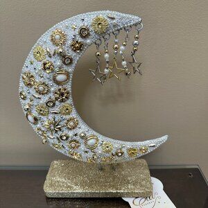 Beautiful Beaded & Wooden Moon w/Hanging Charms Ramadan Table Decoration NWT